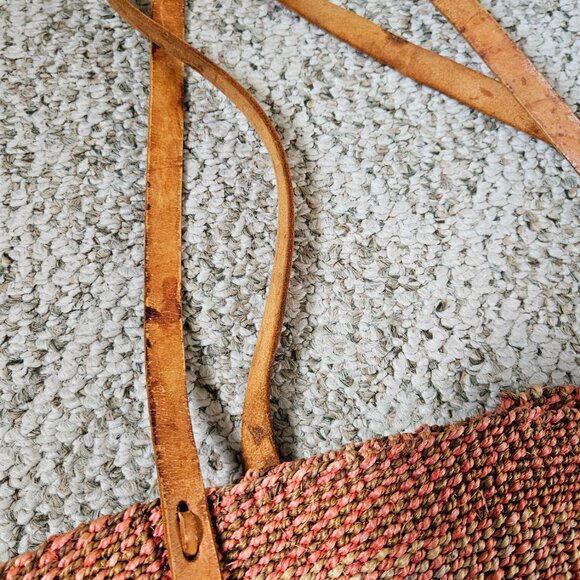 The Vintage African sisal woven market leather bag (Used) - Picture 5 of 5